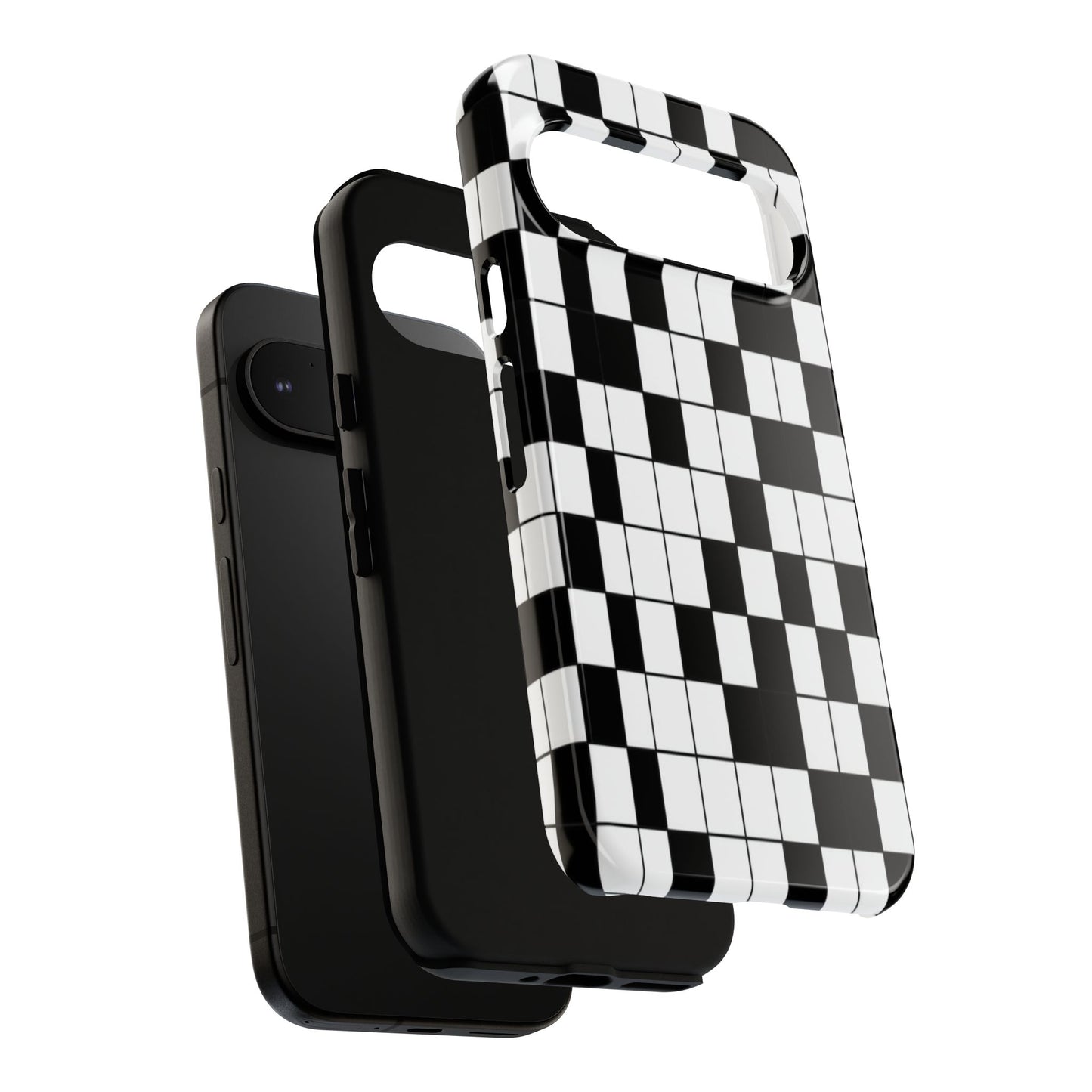 Crossword Grid Phone Case — Black & White Puzzle Pattern Tough Phone Cover