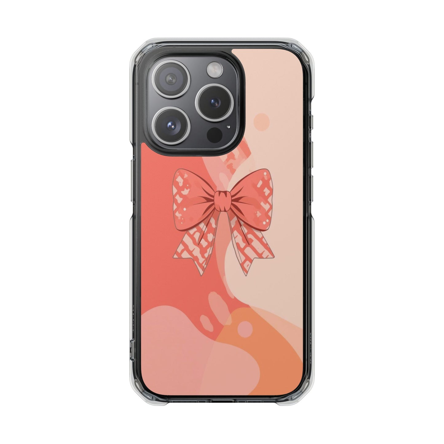 Clear Magnetic Phone Case — Pink Bow Design
