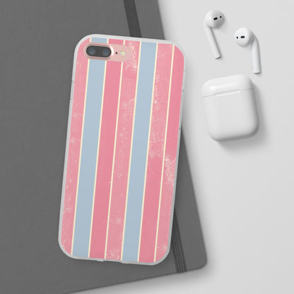 Striped Pink & Blue Phone Case — Retro Pastel Flexi Case