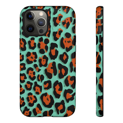 Teal & Rust Leopard Phone Case — Tough Protective Animal Print