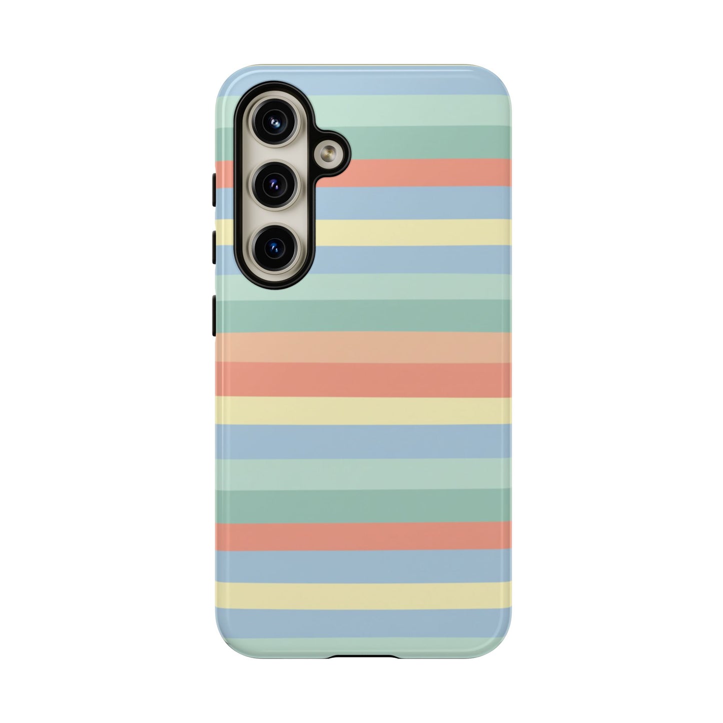 Pastel Striped Phone Case — Retro Horizontal Multi-Color Tough Case