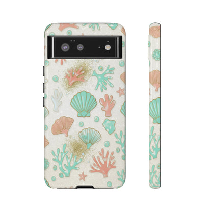 Seashell Coral Phone Case — Pastel Beach Shells Protective Tough Case