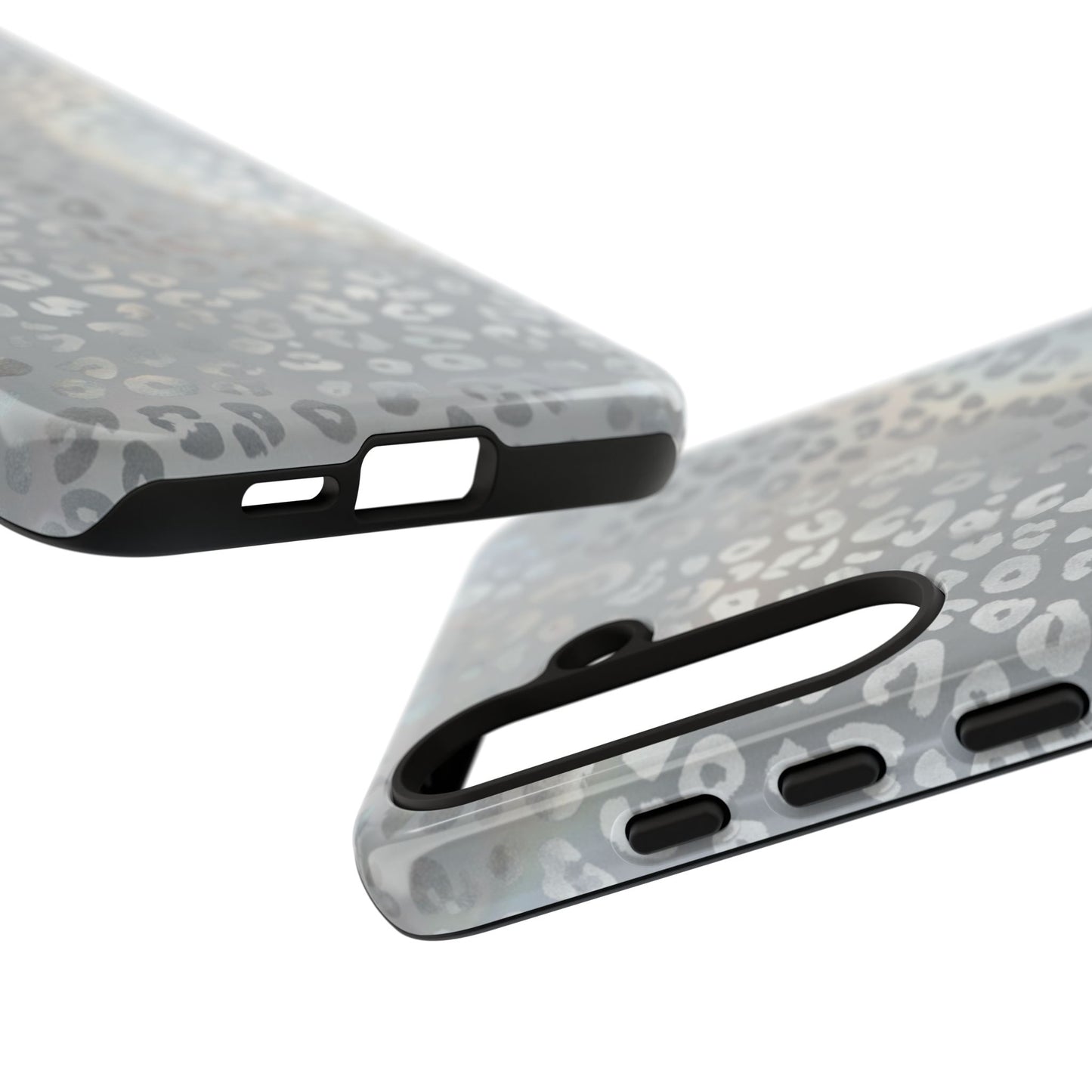 Grey Leopard Print Tough Phone Case — Durable Protective iPhone Cover