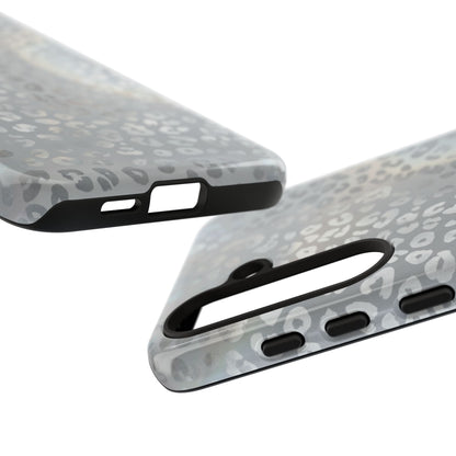 Grey Leopard Print Tough Phone Case — Durable Protective iPhone Cover