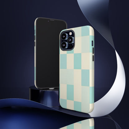 Pastel Checkerboard Tough Case – Mint & Cream Protective Phone Cover