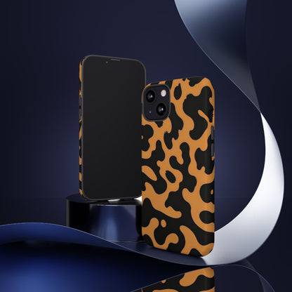 Leopard Print Phone Case — Orange & Black Tough Pattern Protective Cover