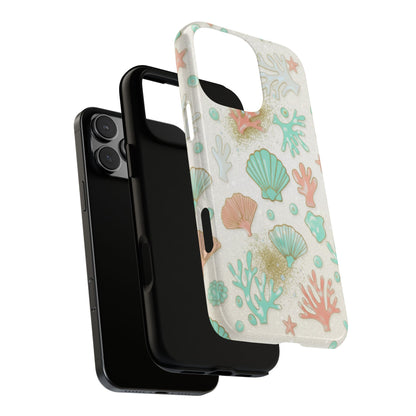 Seashell Coral Phone Case — Pastel Beach Shells Protective Tough Case