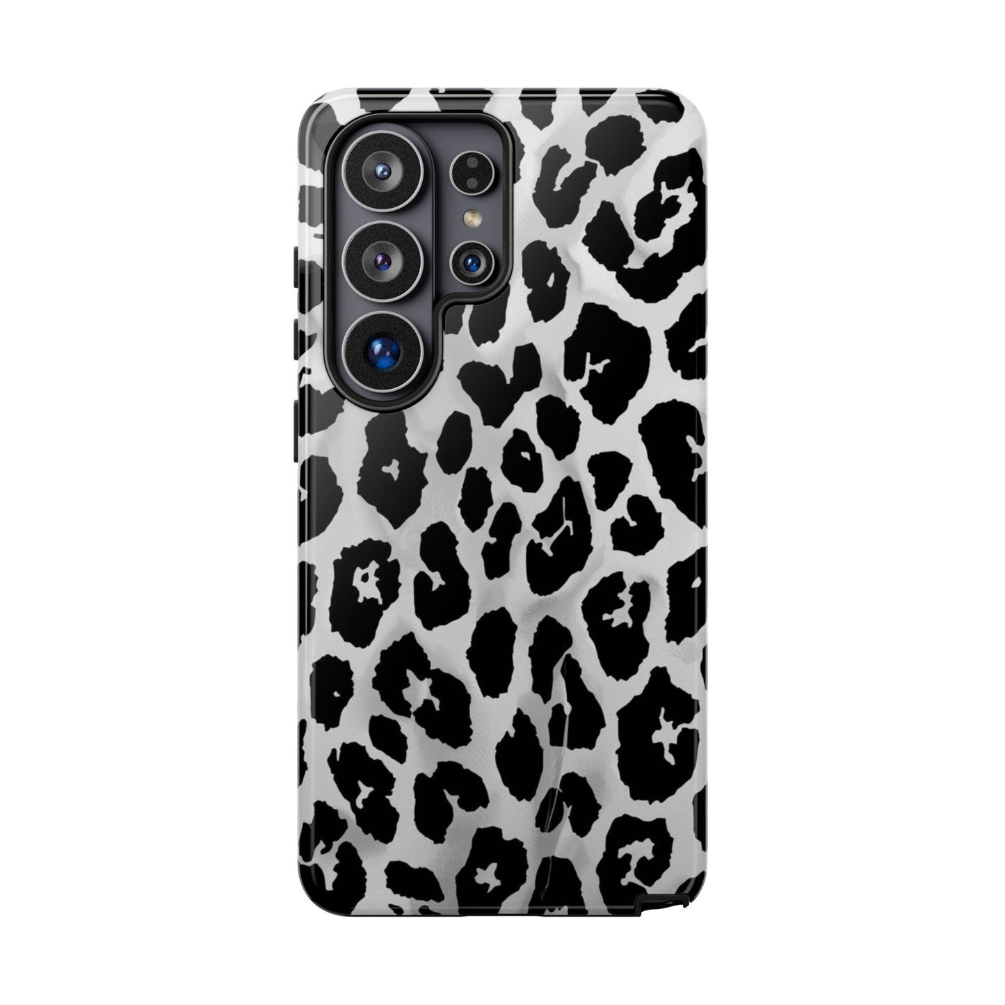 Leopard Print Tough Phone Case – Black & White Animal Pattern Protective Cover