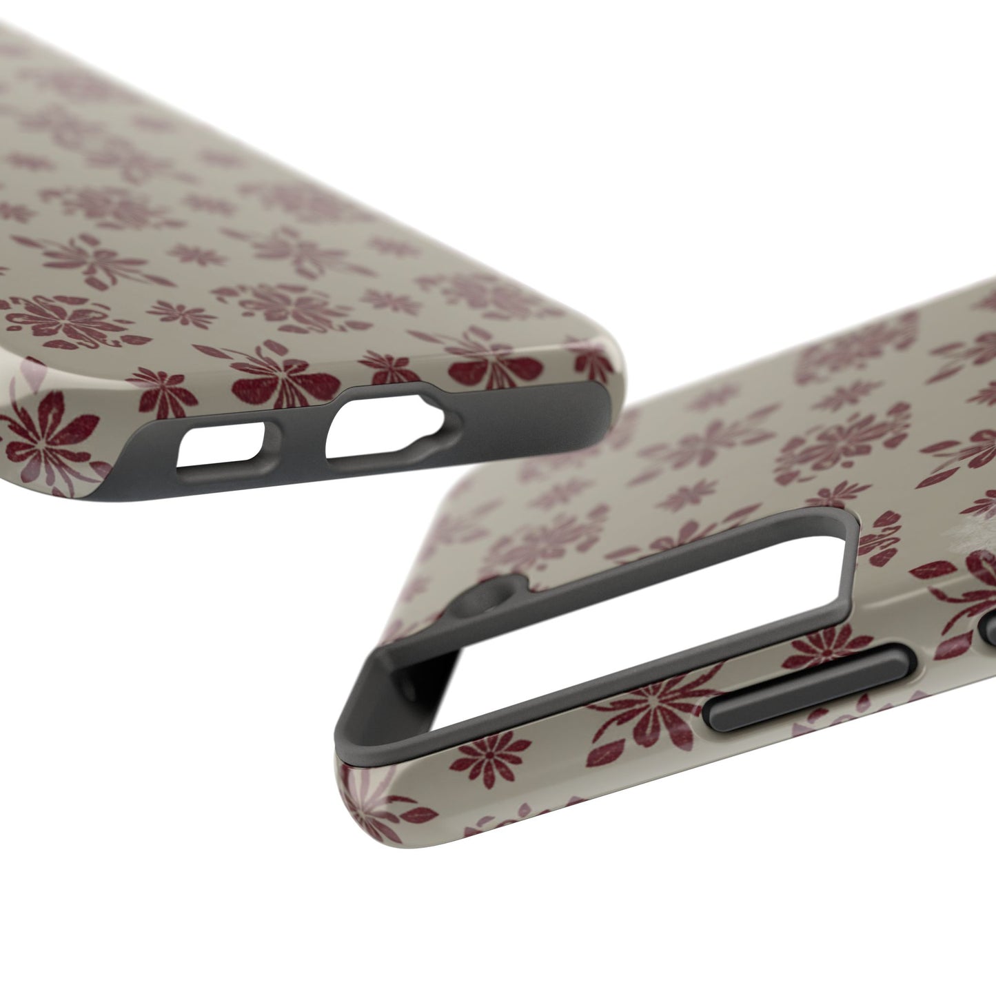 Tough Phone Case — Vintage Red Floral Pattern Protective Cover