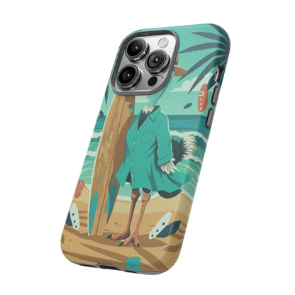 Phone Case — Retro Dressed Seagull Surfing Beach Illustration