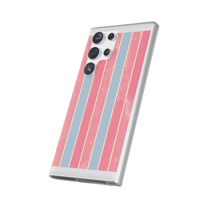 Striped Pink & Blue Phone Case — Retro Pastel Flexi Case