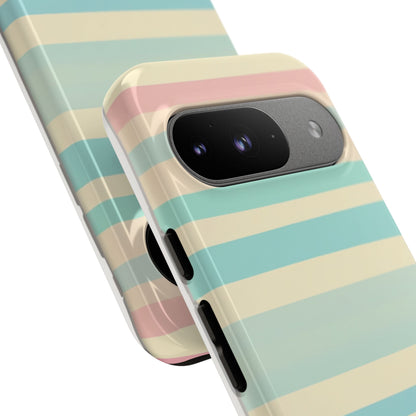 Pastel Striped Tough Phone Case – Protective Retro Rainbow Design