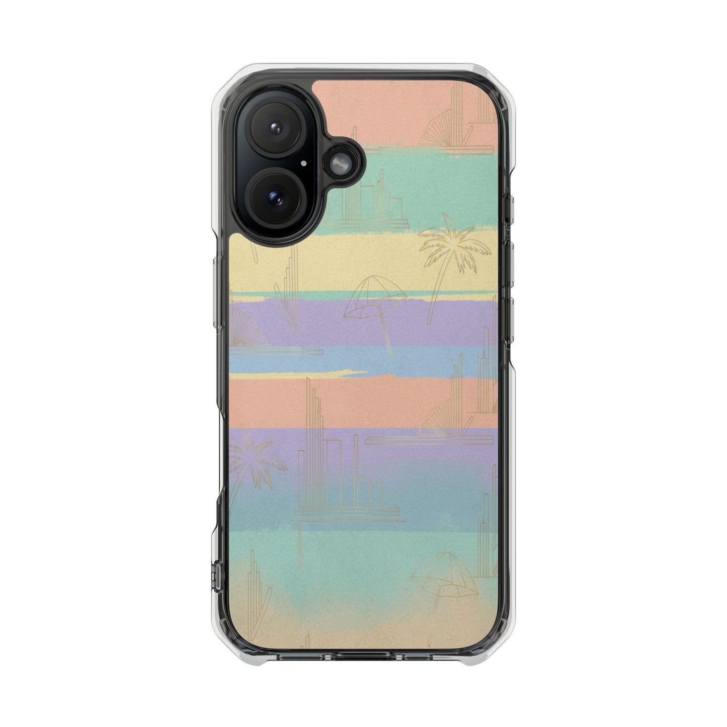 Pastel Stripe Clear Magnetic Impact Phone Case — Retro Beach Vibes