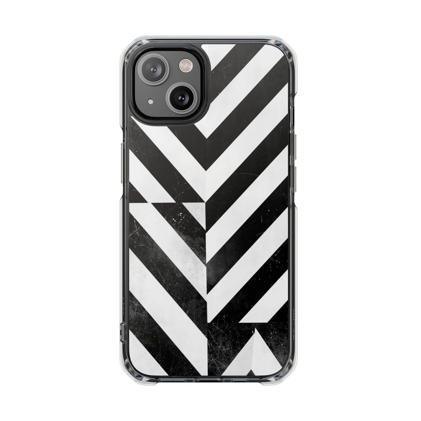 Clear Magnetic Phone Case — Bold Black & White Chevron Impact Design