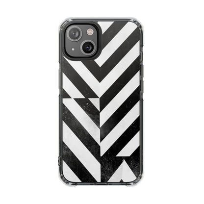 Clear Magnetic Phone Case — Bold Black & White Chevron Impact Design