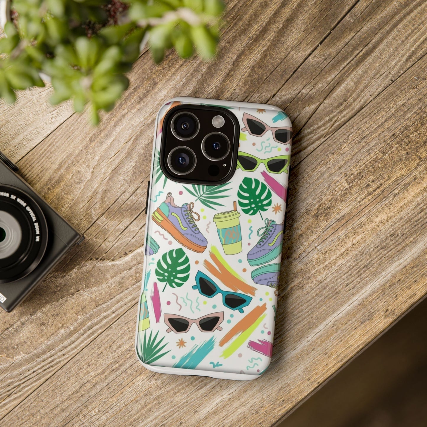 Tough Cases — Colorful Retro Sneakers & Sunglasses Phone Case