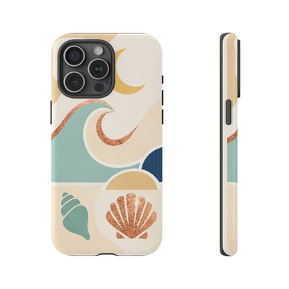 Sea Breeze Tough Phone Case — Retro Waves & Shells Design