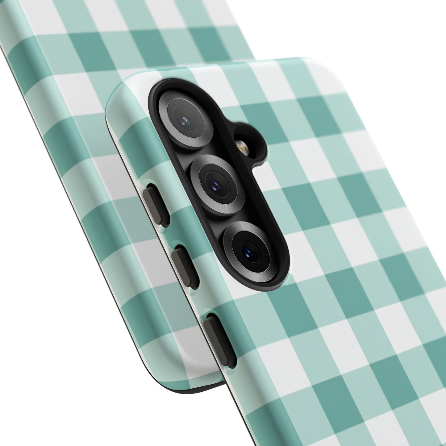 Mint Green Buffalo Check Tough Phone Case — Durable Plaid Protective Cover