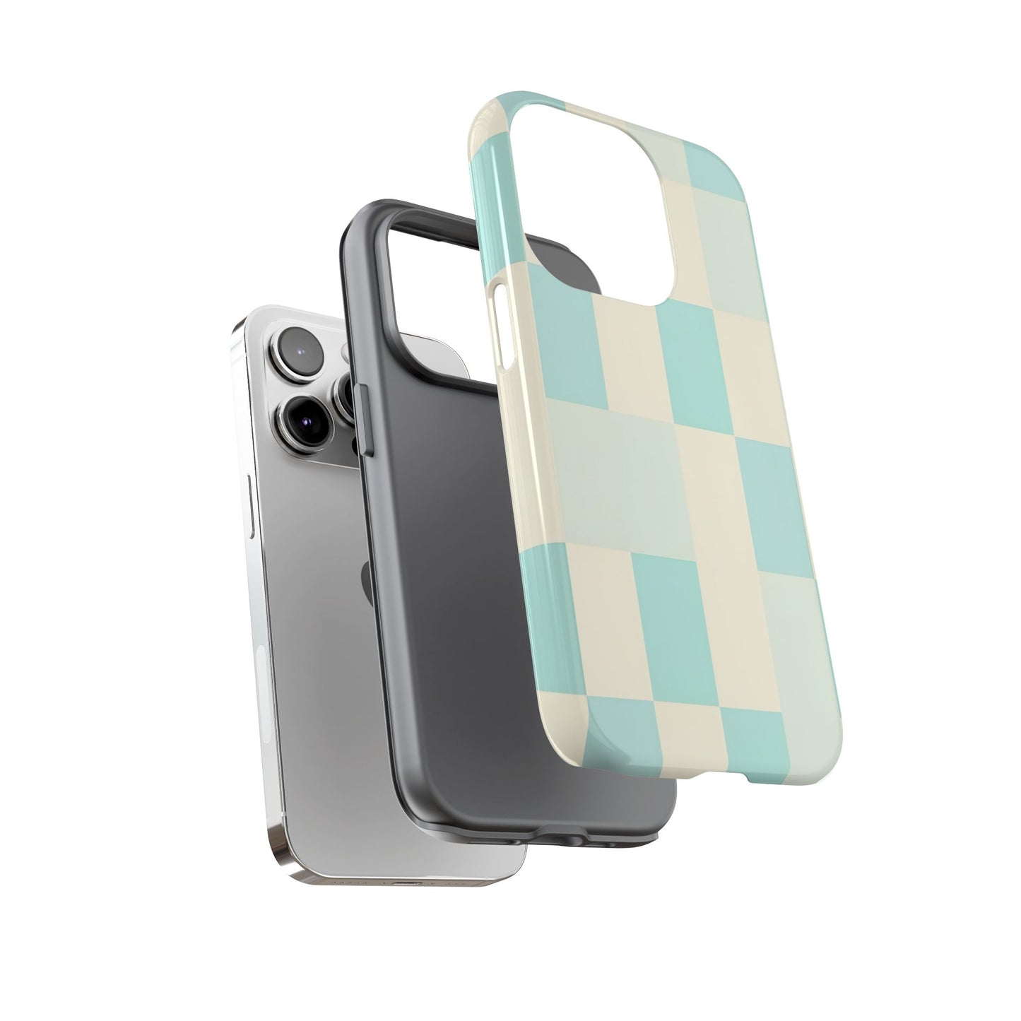 Pastel Checkerboard Tough Case – Mint & Cream Protective Phone Cover
