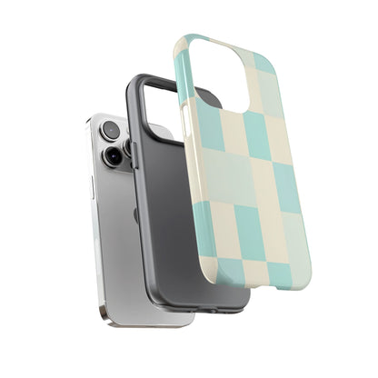 Pastel Checkerboard Tough Case – Mint & Cream Protective Phone Cover