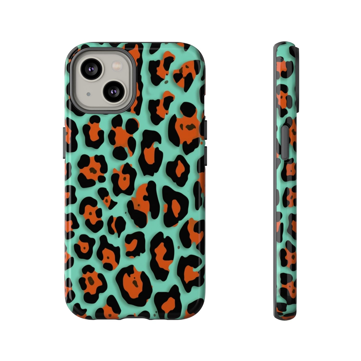 Teal & Rust Leopard Phone Case — Tough Protective Animal Print