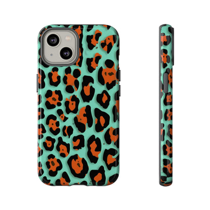 Teal & Rust Leopard Phone Case — Tough Protective Animal Print