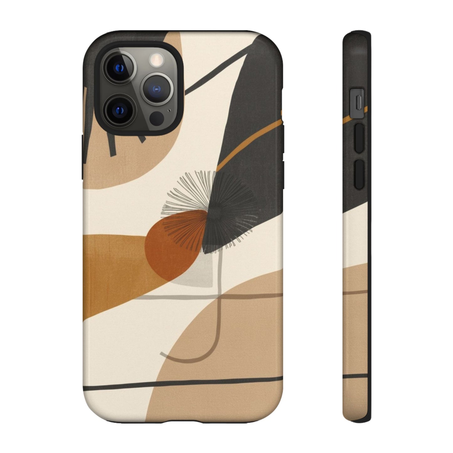 Abstract Earth Tone Phone Case — Mid-Century Minimalist Tough Case