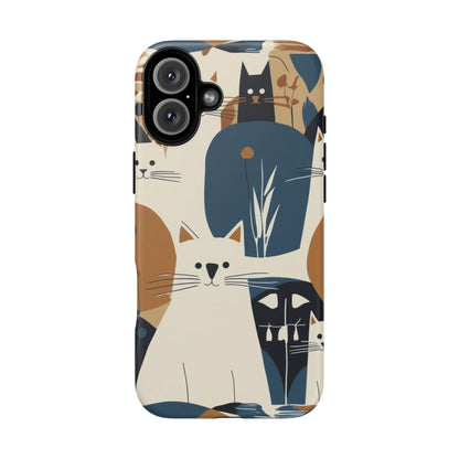 Cat Pattern Phone Case – Retro Abstract Cats Protective iPhone Cover