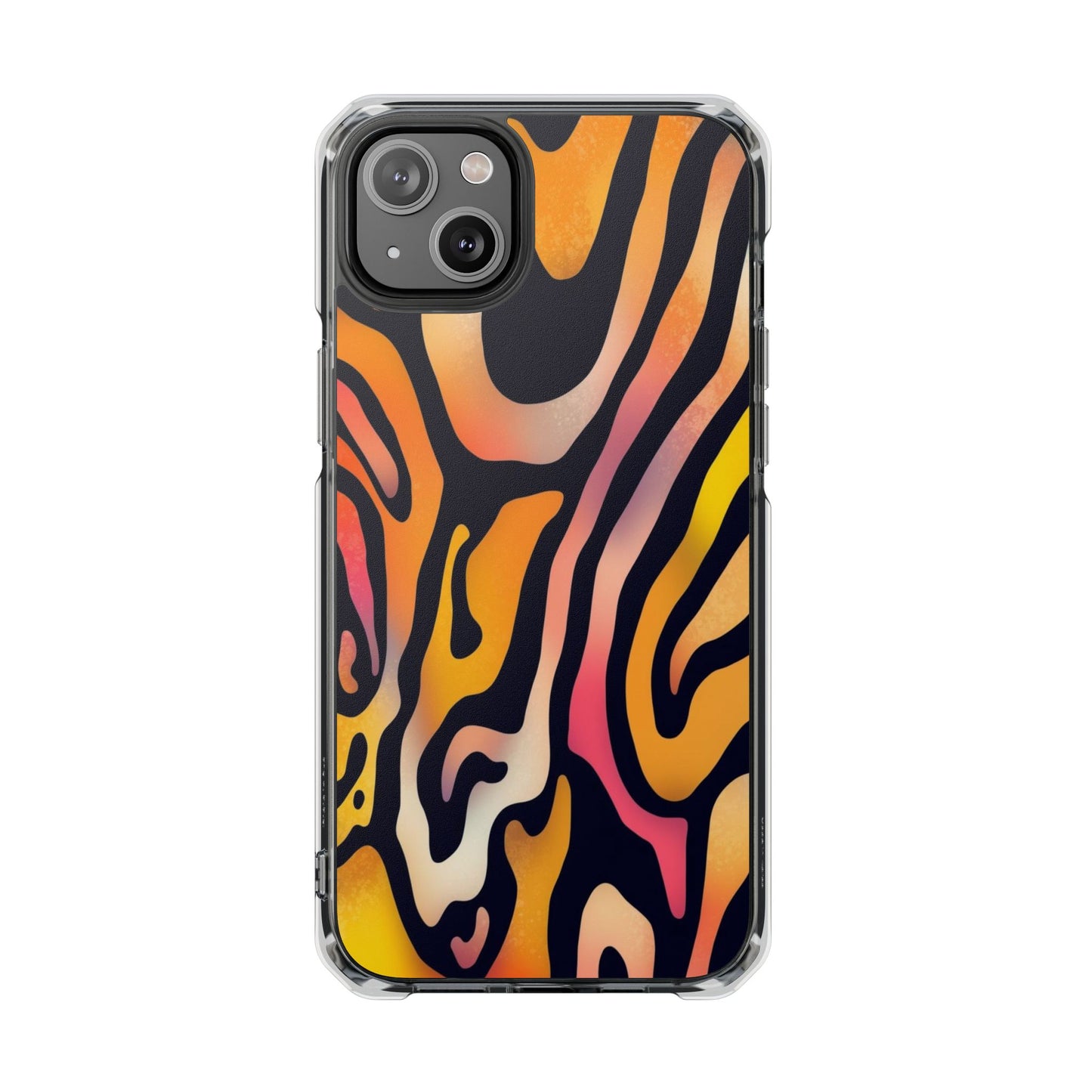 Clear Impact Phone Case — Vibrant Orange Zebra Pattern (Magnetic Compatible)