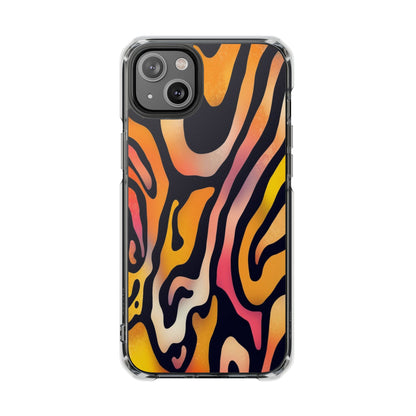 Clear Impact Phone Case — Vibrant Orange Zebra Pattern (Magnetic Compatible)
