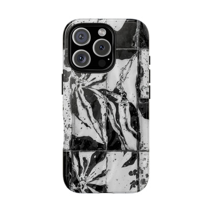 Monochrome Tile Floral Tough Phone Case