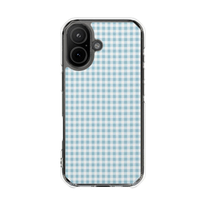 Blue Gingham Clear Magnetic Phone Case