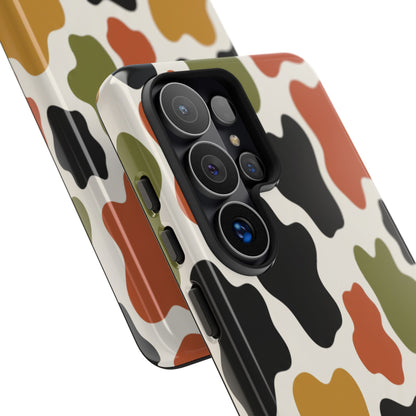 Camouflage Pattern Tough Phone Case – Retro Olive, Rust & Mustard Protective Cover