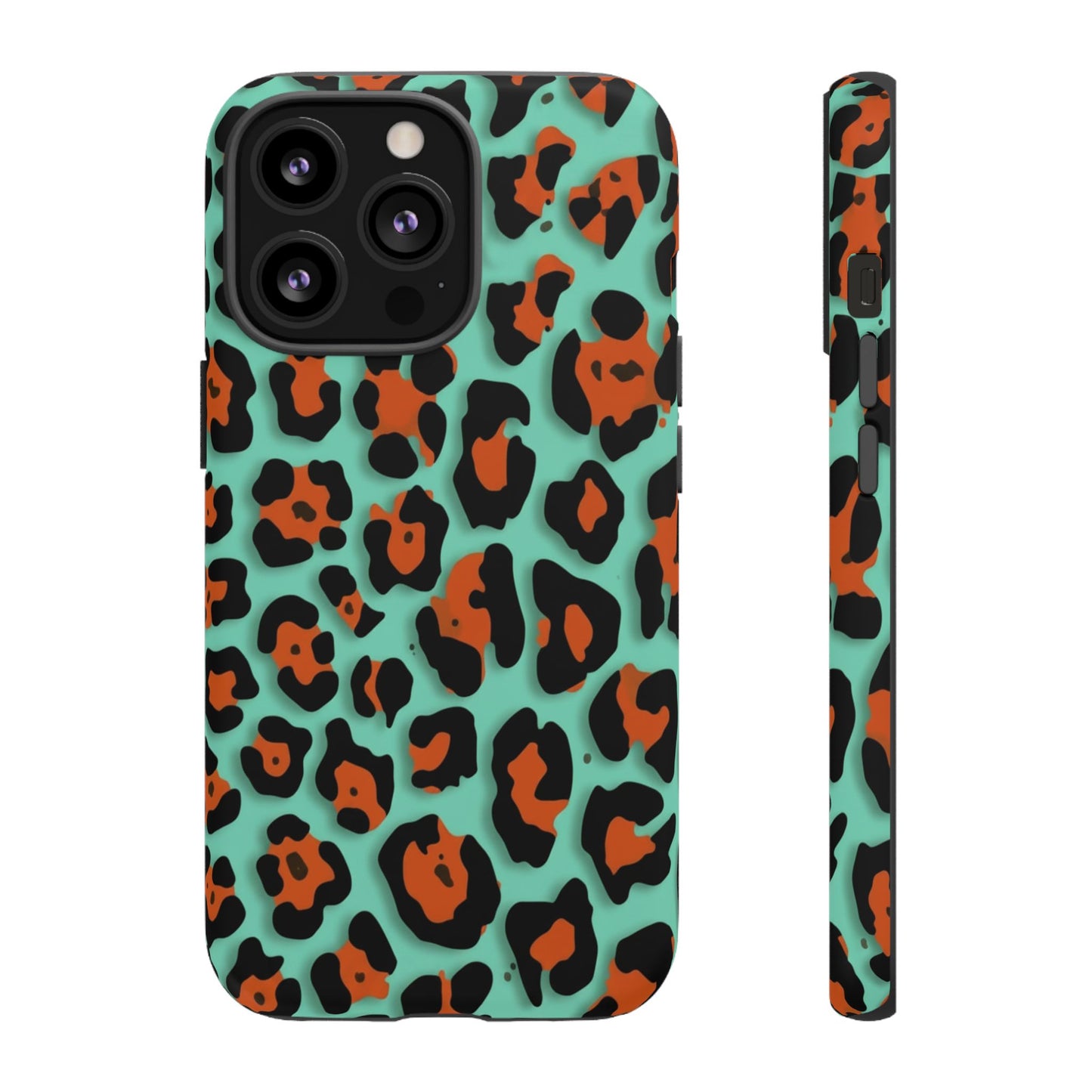 Teal & Rust Leopard Phone Case — Tough Protective Animal Print