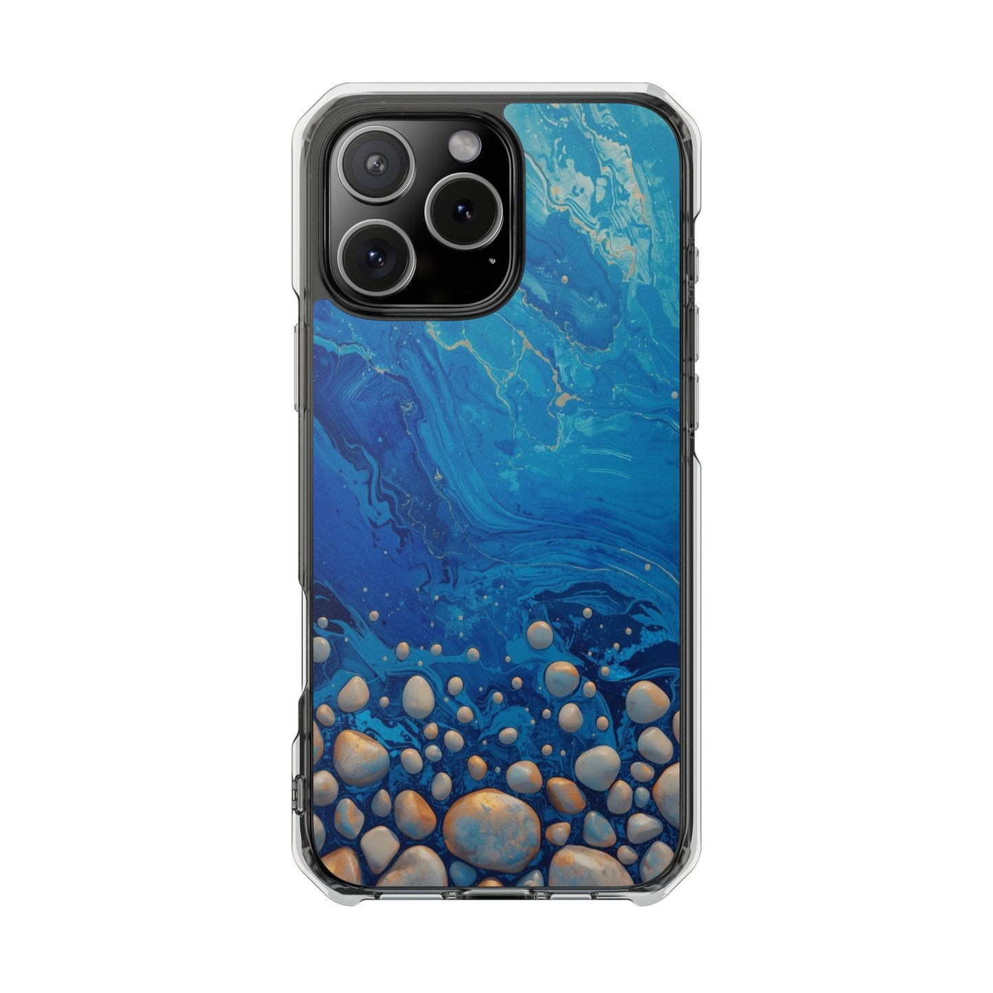 Clear Magnetic Phone Case — Blue Ocean Pebble Design