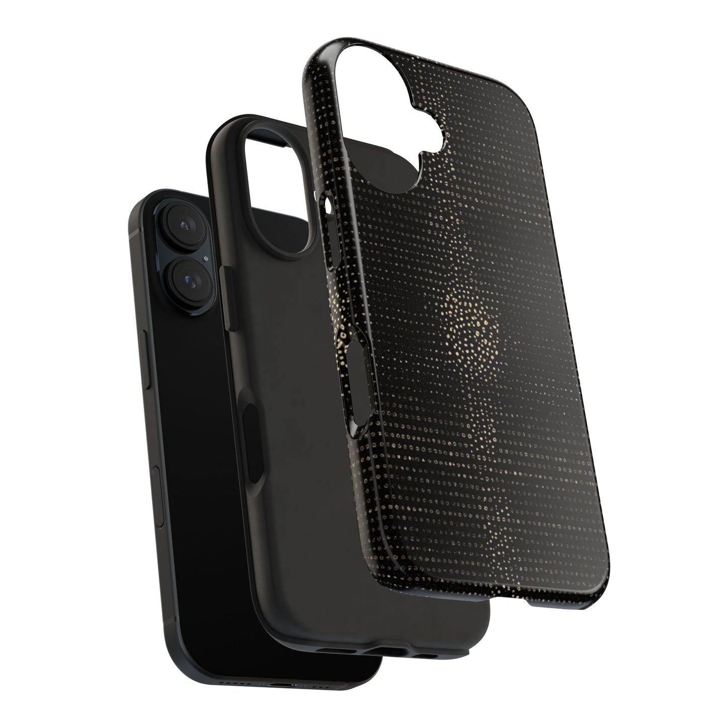 Tough Phone Case — Black Textured Metallic Dot Shield