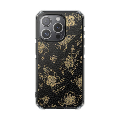 Clear Magnetic Impact Phone Case — Gold Floral Overlay