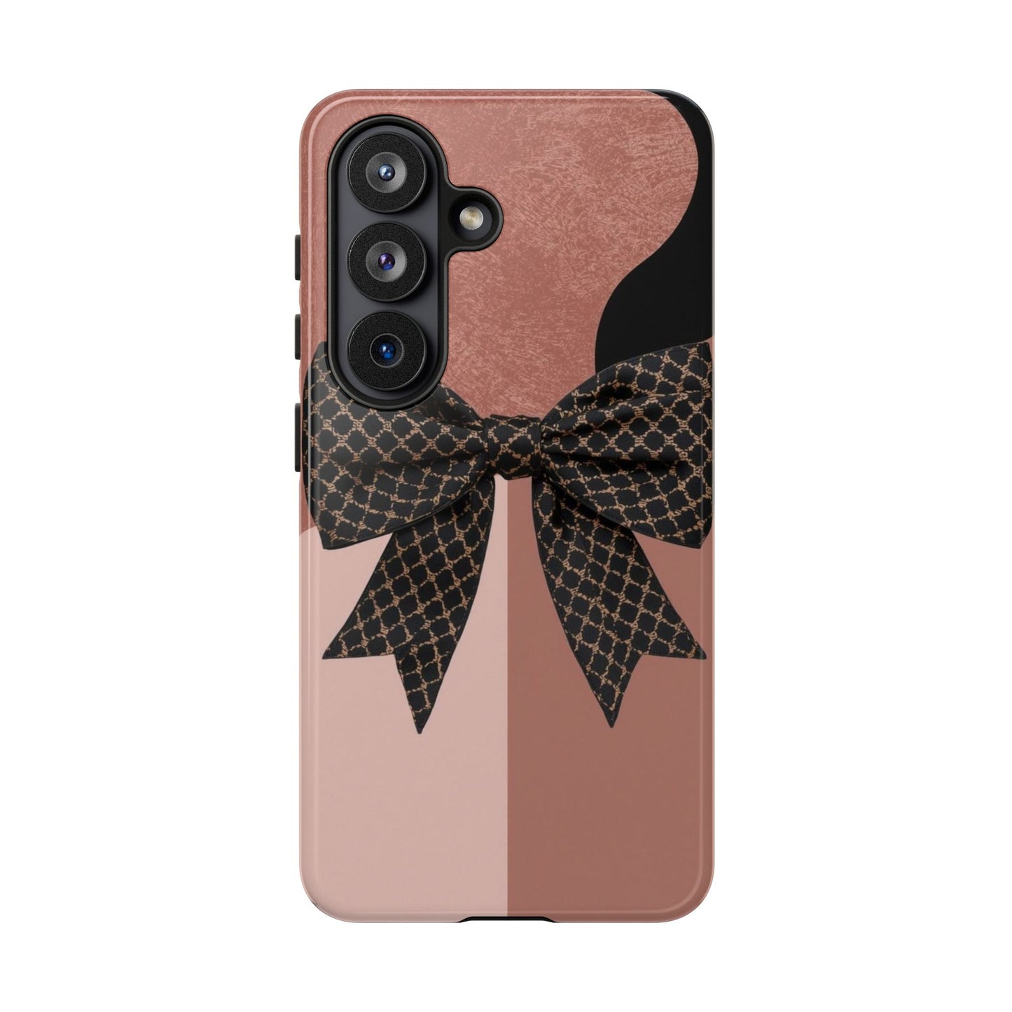 Bow Stripe Tough Phone Case – Pink Mauve Protective Cover