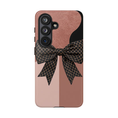 Bow Stripe Tough Phone Case – Pink Mauve Protective Cover