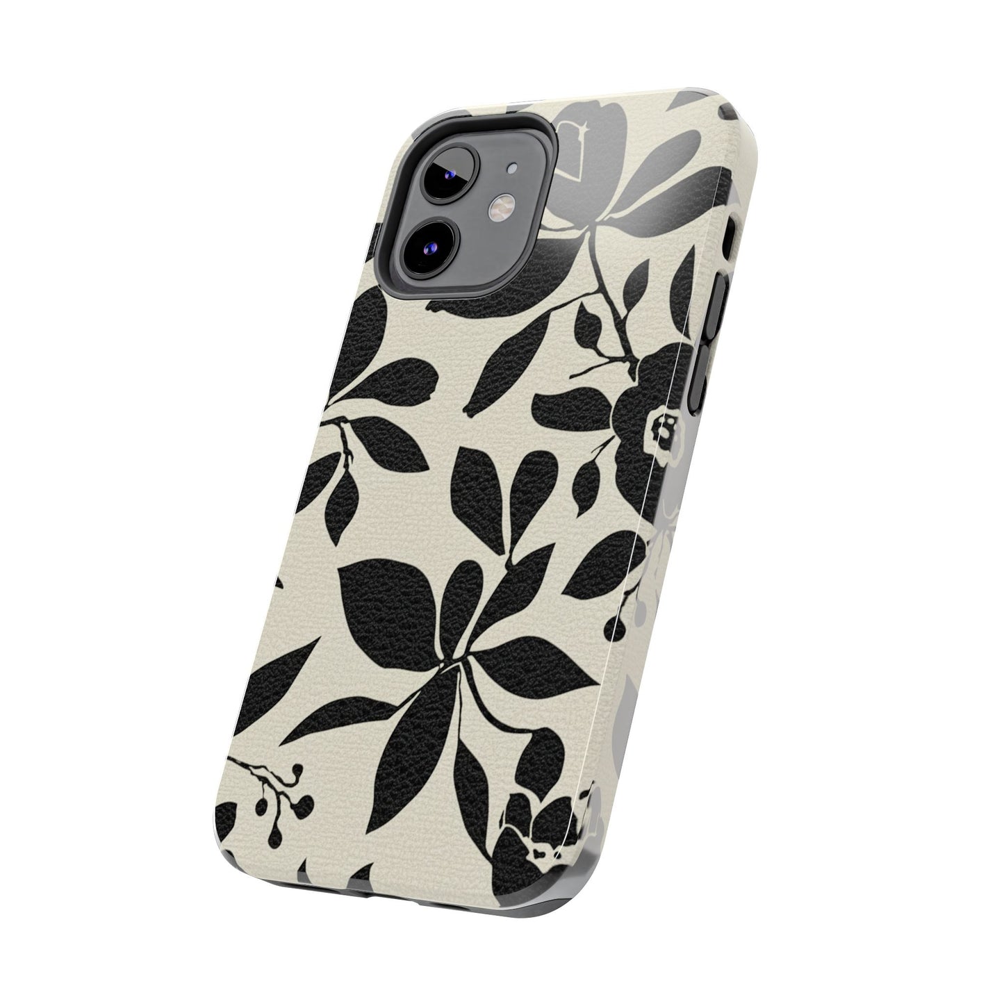 Tough Phone Case — Black Floral Silhouette Protective Cover