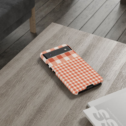 Buffalo Check Tough Phone Case — Orange Gingham Protective Cover