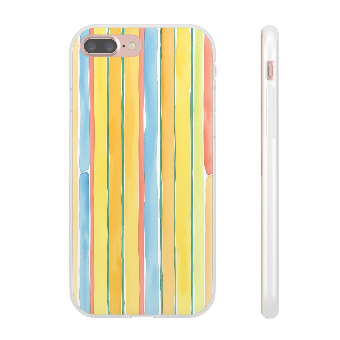 Watercolor Stripe Phone Case — Bright Pastel Vertical Stripes Protective Flexi Case