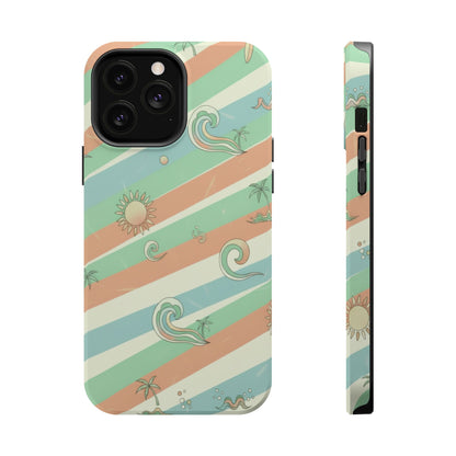 Magnetic Impact-Resistant Phone Case — Retro Surf Stripes