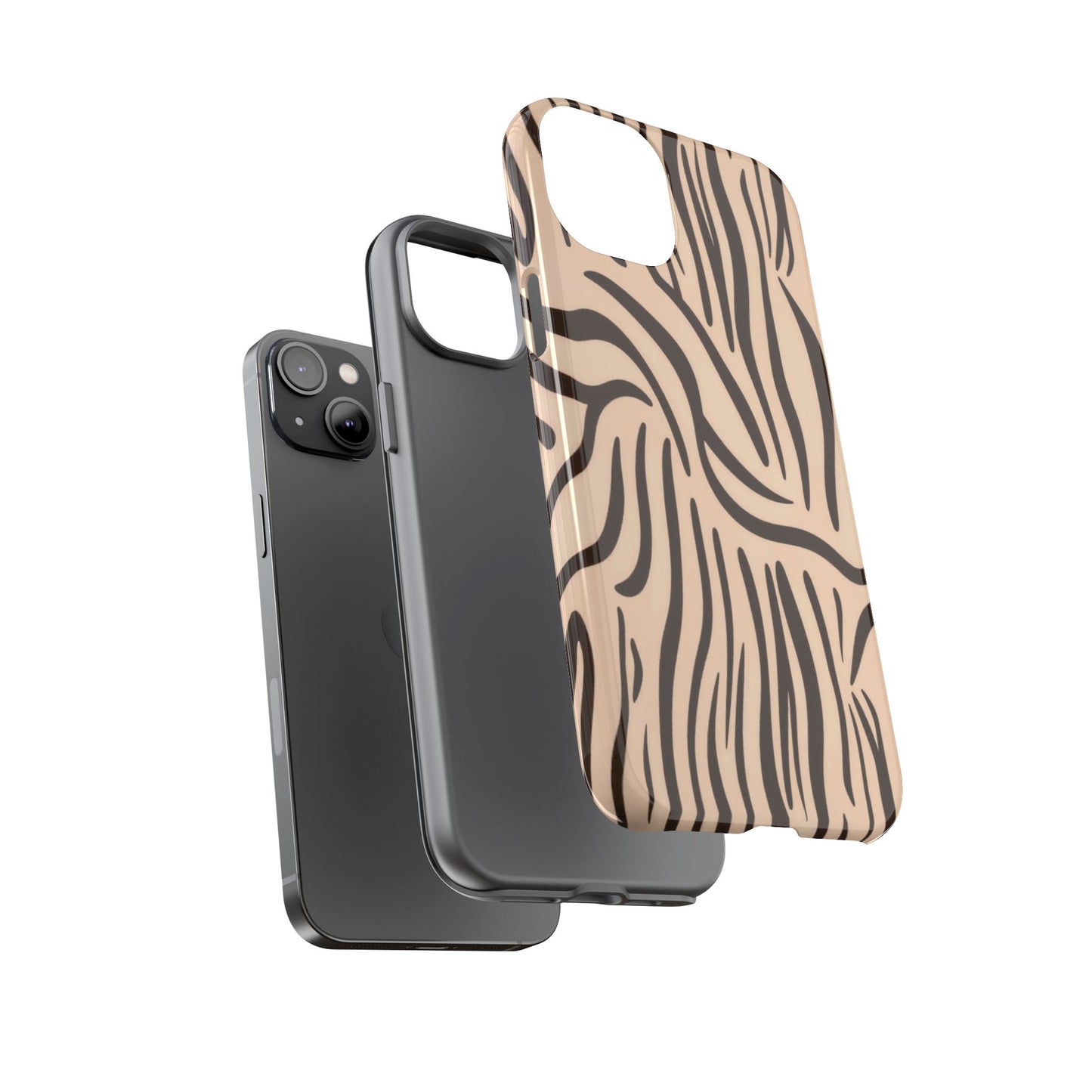 Zebra Stripe Tough Phone Case – Neutral Animal Print Protective Cover