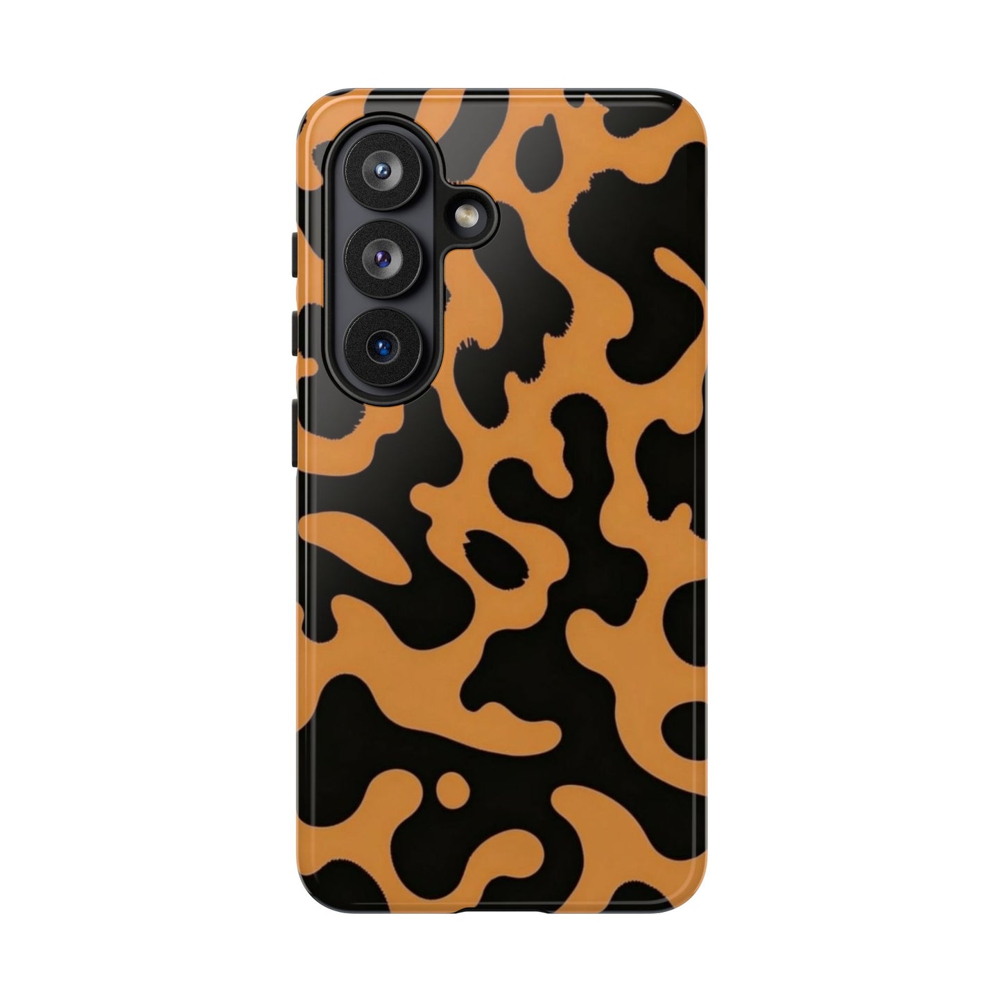 Leopard Print Phone Case — Orange & Black Tough Pattern Protective Cover