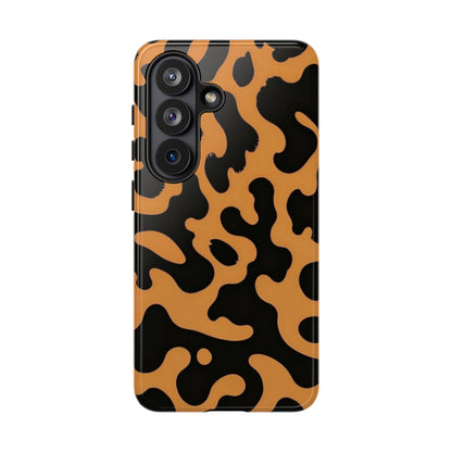 Leopard Print Phone Case — Orange & Black Tough Pattern Protective Cover