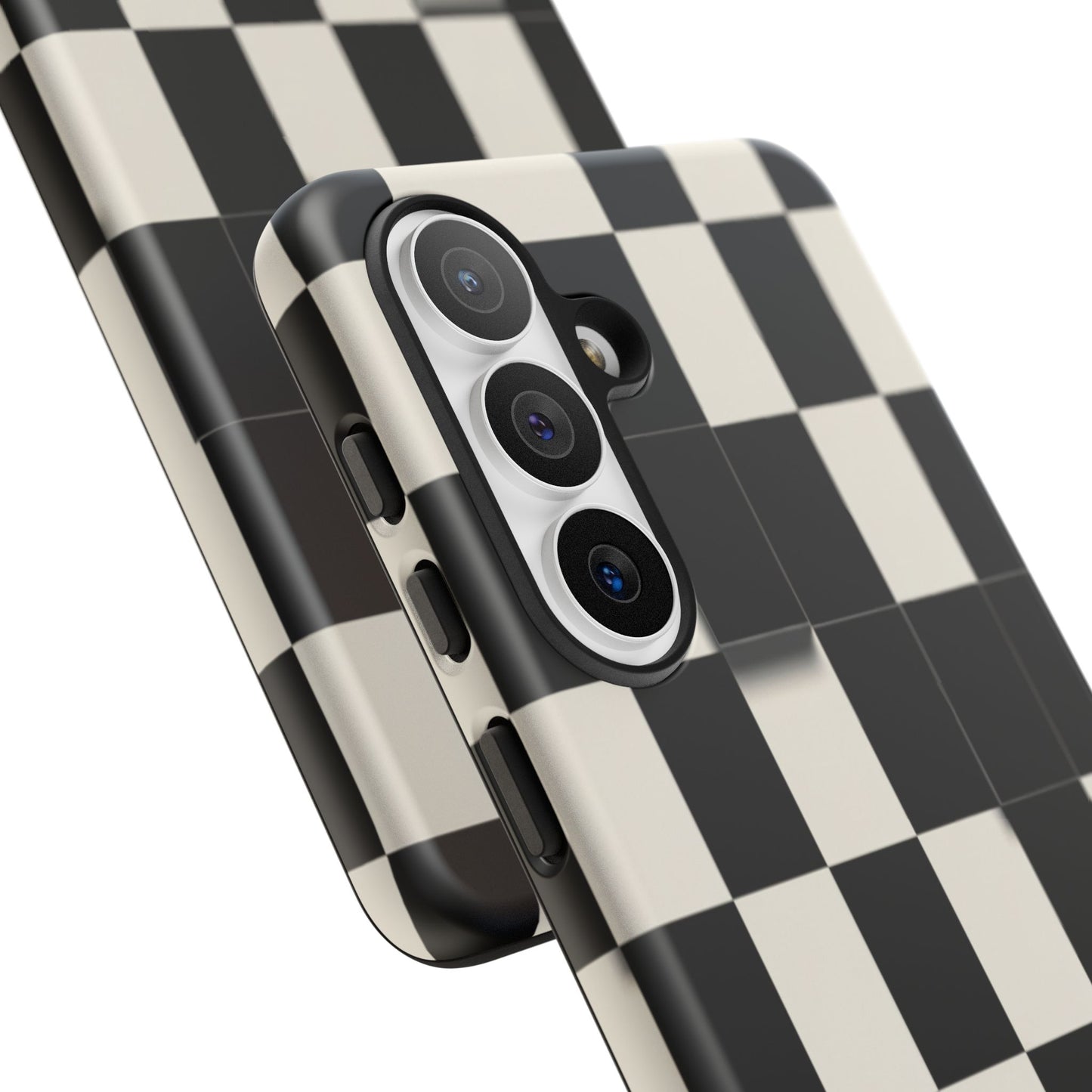 Checkerboard Tough Phone Case — Classic Black & Cream Grid Protective Cover
