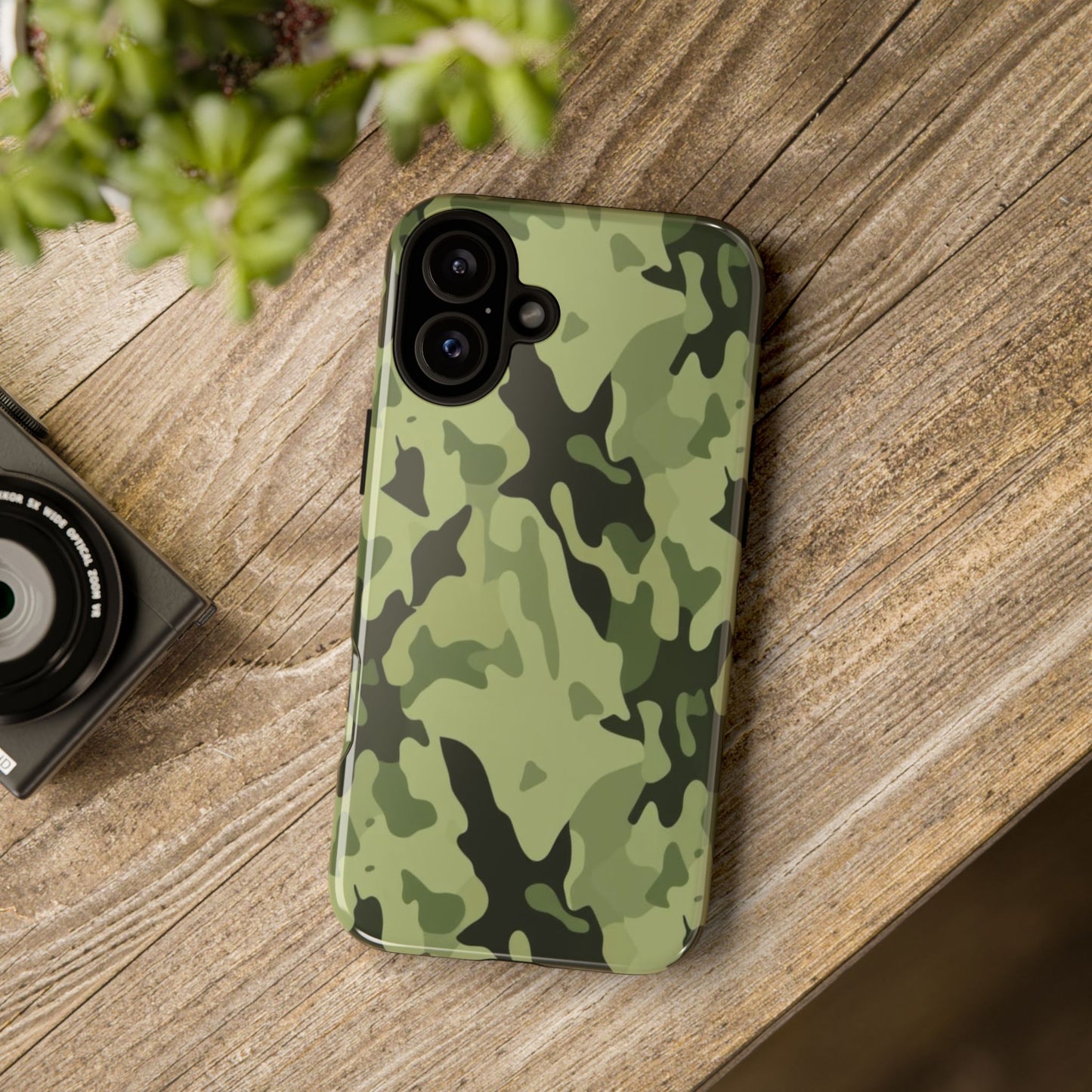 Camo Tough Phone Case — Military Green Protective iPhone Cover