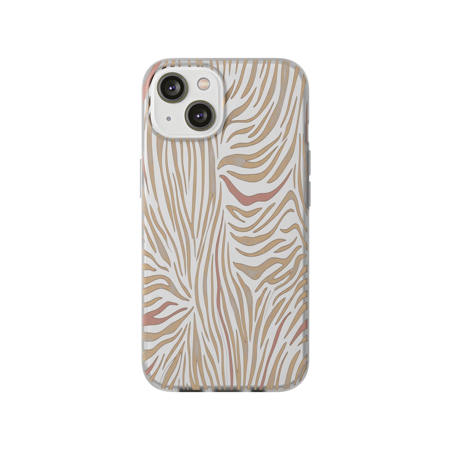 Neutral Zebra Print Flexi Case — Beige & Rose Gold Animal Pattern Phone Cover