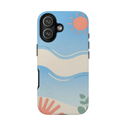 Beach Waves Tough Phone Case — Summer Sun & Seashell Protective Cover